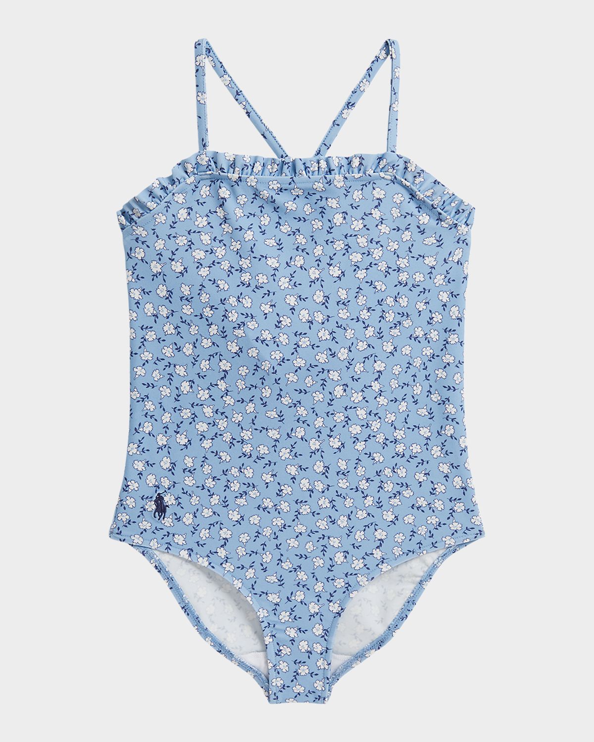 Polo Ralph Lauren Girl 's Ruffle-Trim Floral One-Piece Swimsuit, Size 2-6X