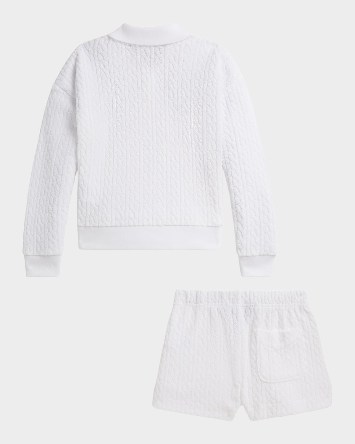 Polo Ralph Lauren Girl 's Cable Jacquard Terry Polo Shirt & Shorts Set, Size 2-