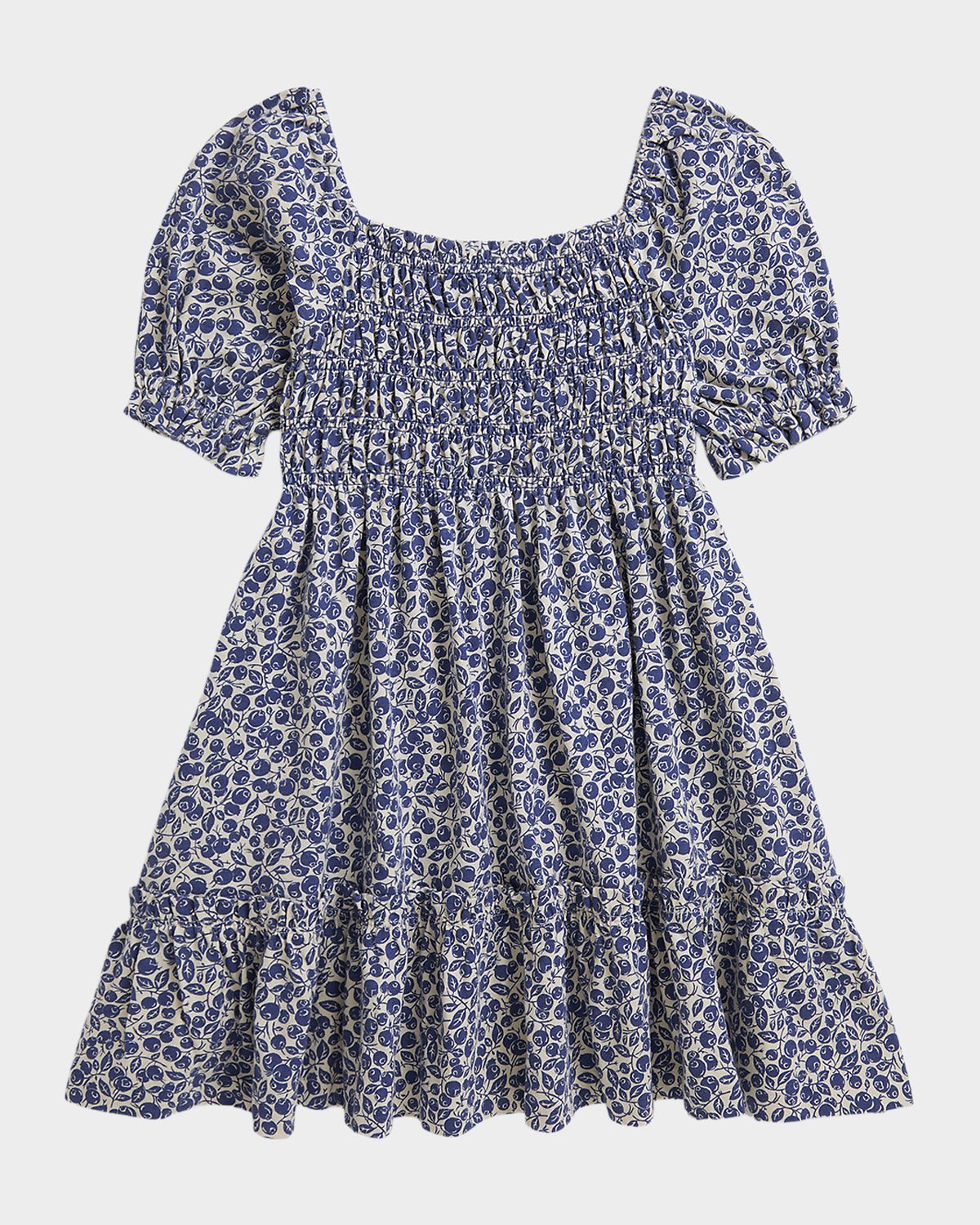 Polo Ralph Lauren Girl 's Smocked Blueberry-Print Cotton Jersey Dress, Size 2-X - Women's Clothing