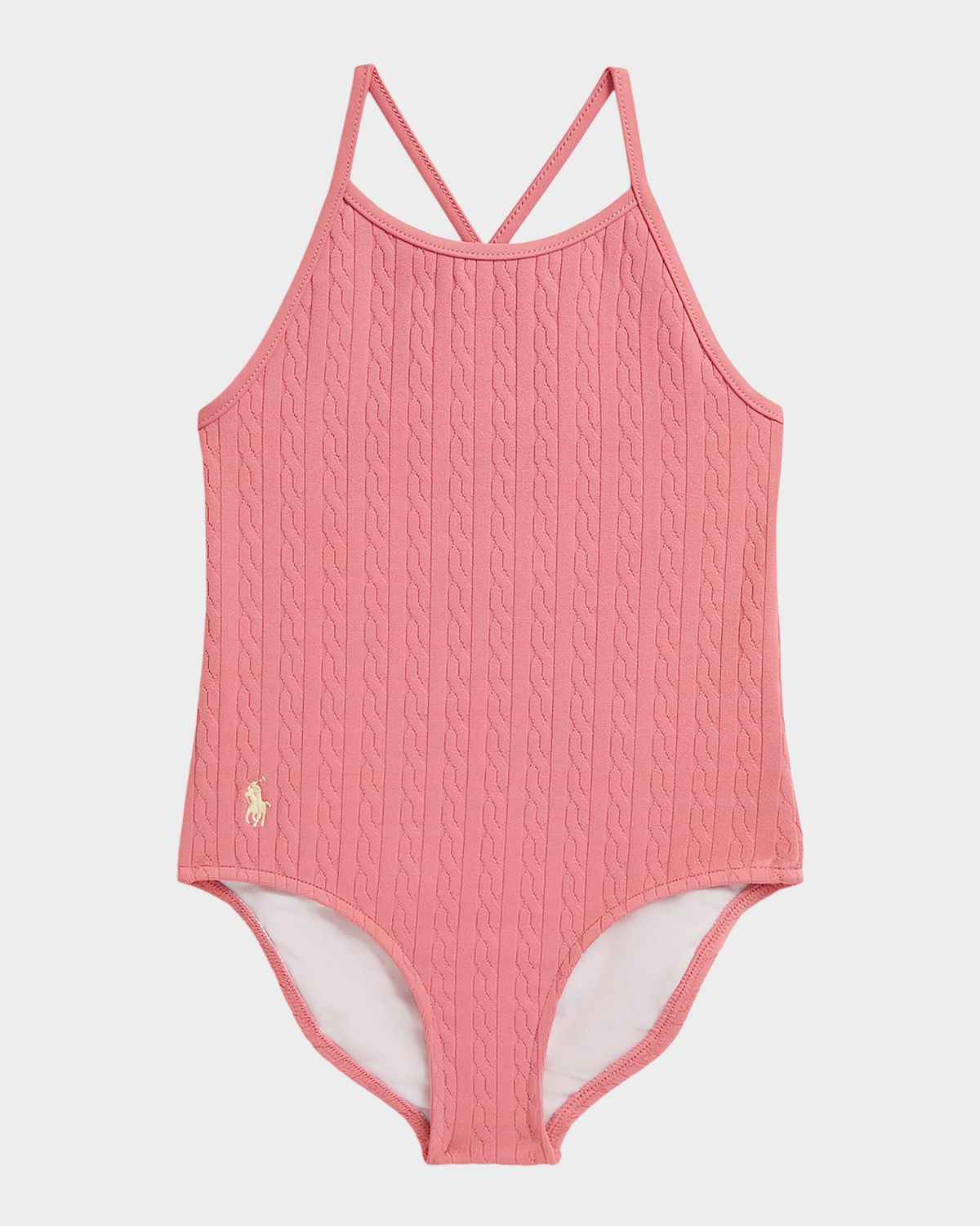 Polo Ralph Lauren Girl 's Mini-Cable Jacquard One-Piece Swimsuit, Size 2-6X