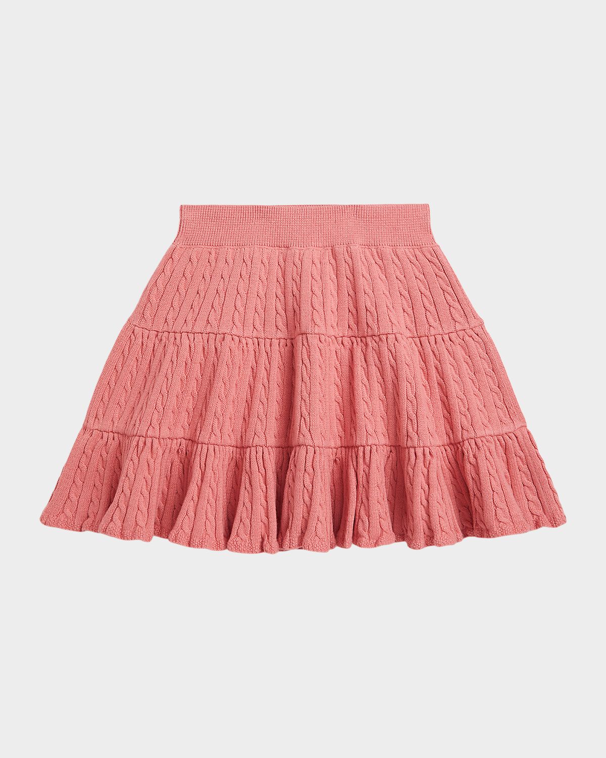 Polo Ralph Lauren Girl 's Mini-Cable Tiered Cotton Skirt, Size 2-7