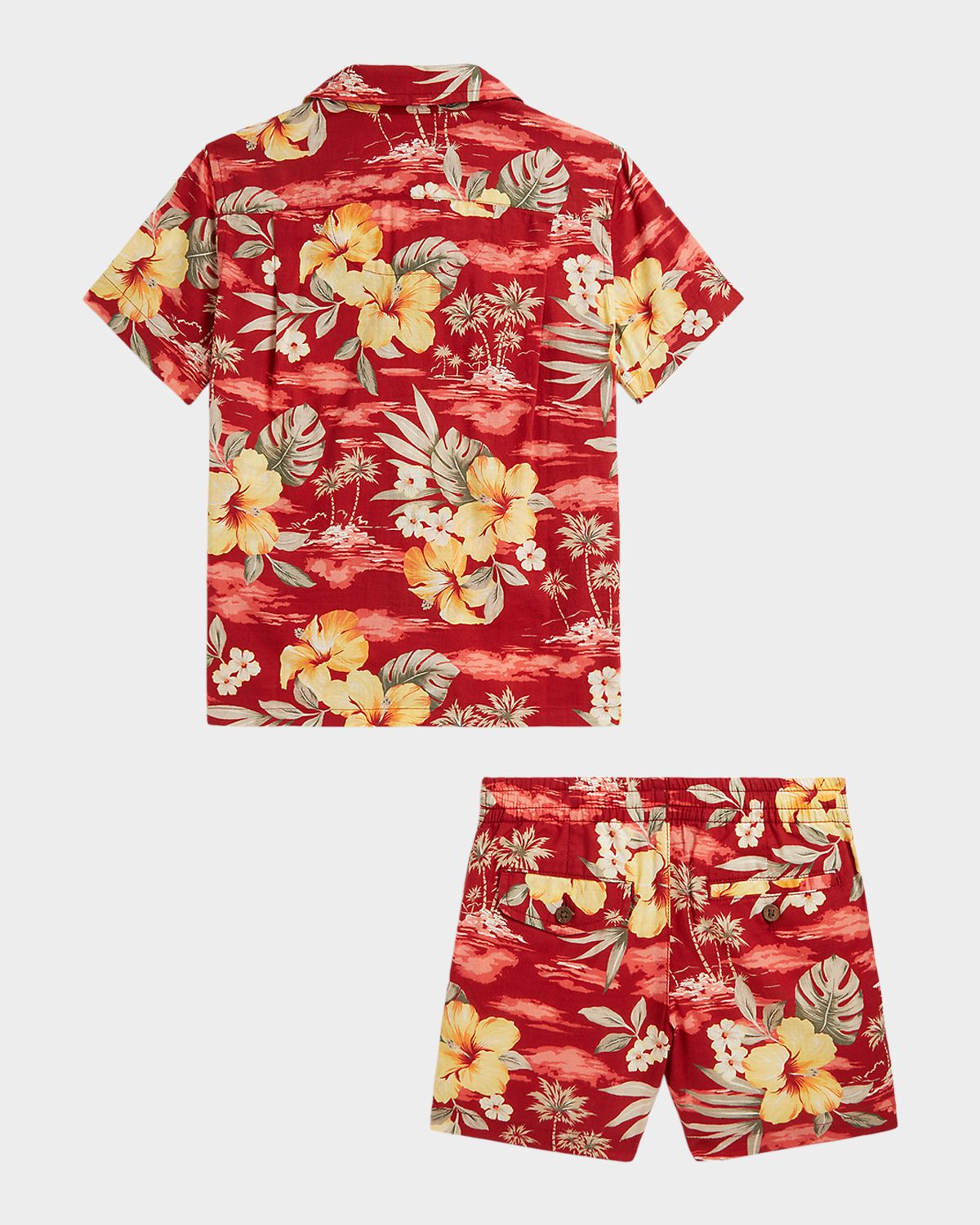 Polo Ralph Lauren Boy 's Tropical Floral-Print Camp Shirt & Shorts Set, Size 2-7