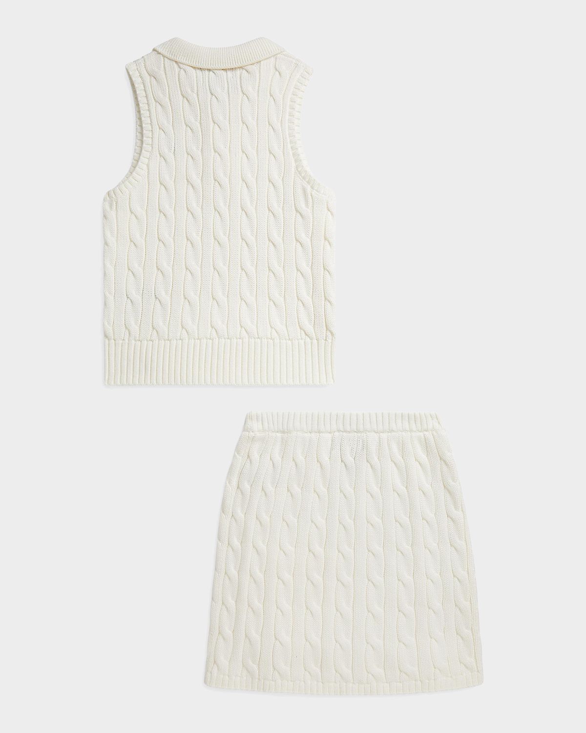 Ralph Lauren Girl 's Cotton Polo Sweater & Faux-Wrap Skirt Set, Size S-X