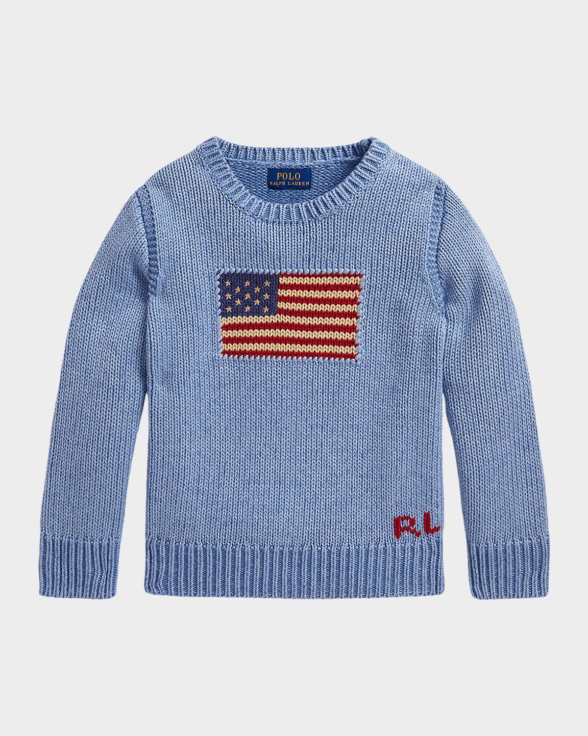 Polo Ralph Lauren Boy 's Heathered Iconic Flag Sweater, Size 2-7