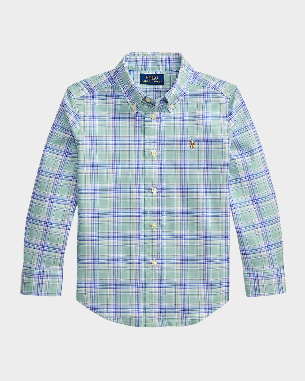 Polo Ralph Lauren Boy 's Plaid Performance Oxford Shirt, Size 2-7