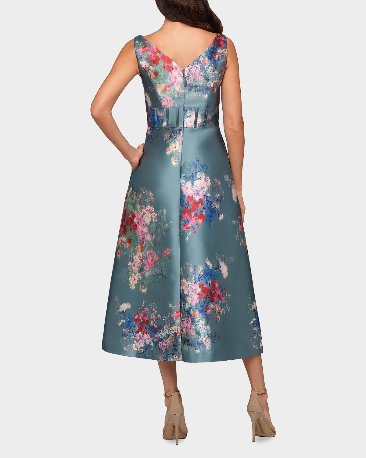 Kay Unger New York Hara Floral Tea-Length Dress | Thumbnail 3 Kay Unger New York Hara Floral Tea-Length Dress | Thumbnail 3