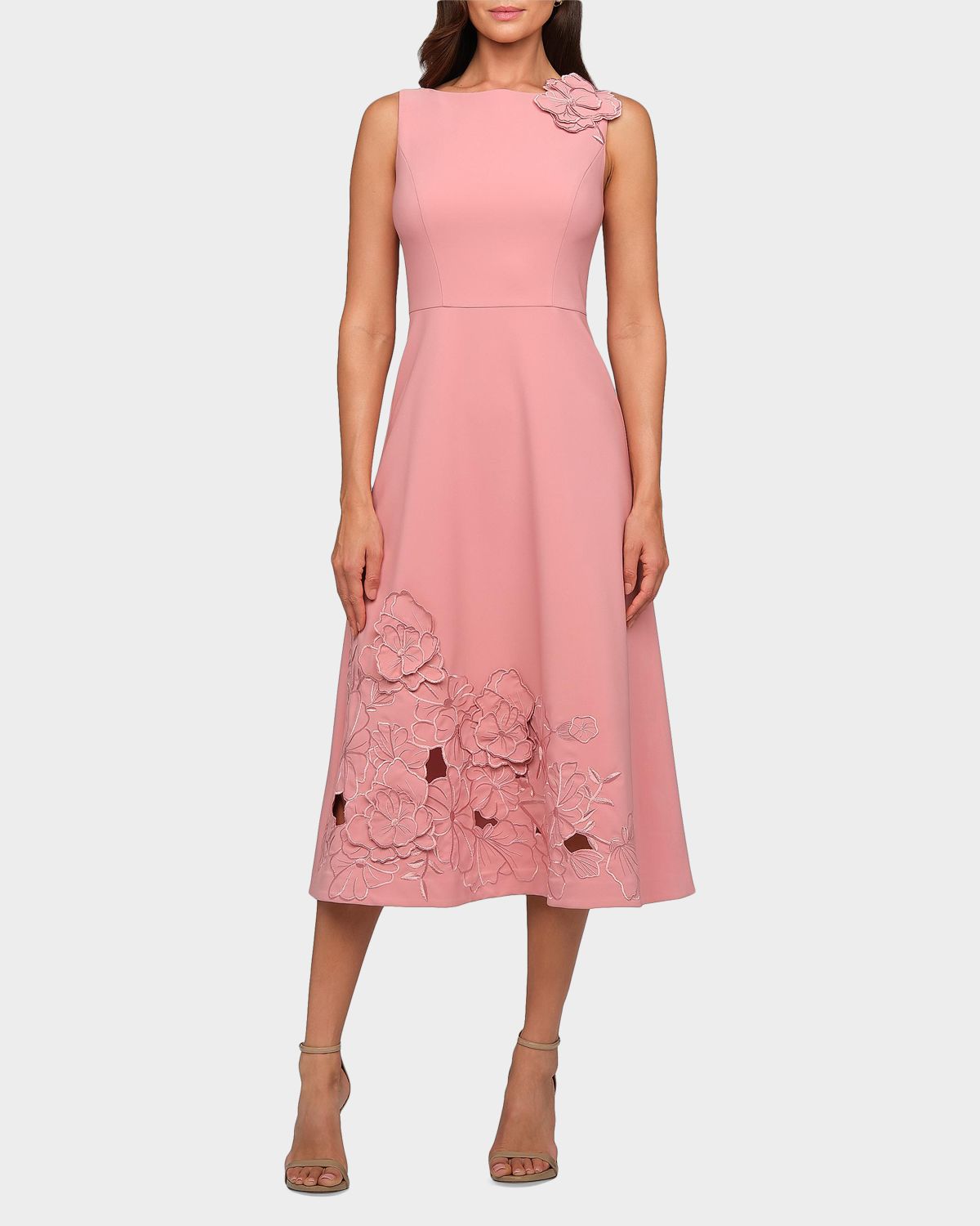 Kay Unger New York Heidi Floral Appliqué Stretch-Crepe Midi Dress | Thumbnail 2 Kay Unger New York Heidi Floral Appliqué Stretch-Crepe Midi Dress | Thumbnail 2