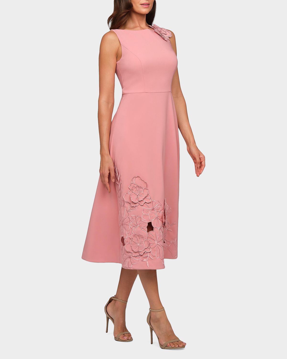 Kay Unger New York Heidi Floral Appliqué Stretch-Crepe Midi Dress | Thumbnail 4 Kay Unger New York Heidi Floral Appliqué Stretch-Crepe Midi Dress | Thumbnail 4