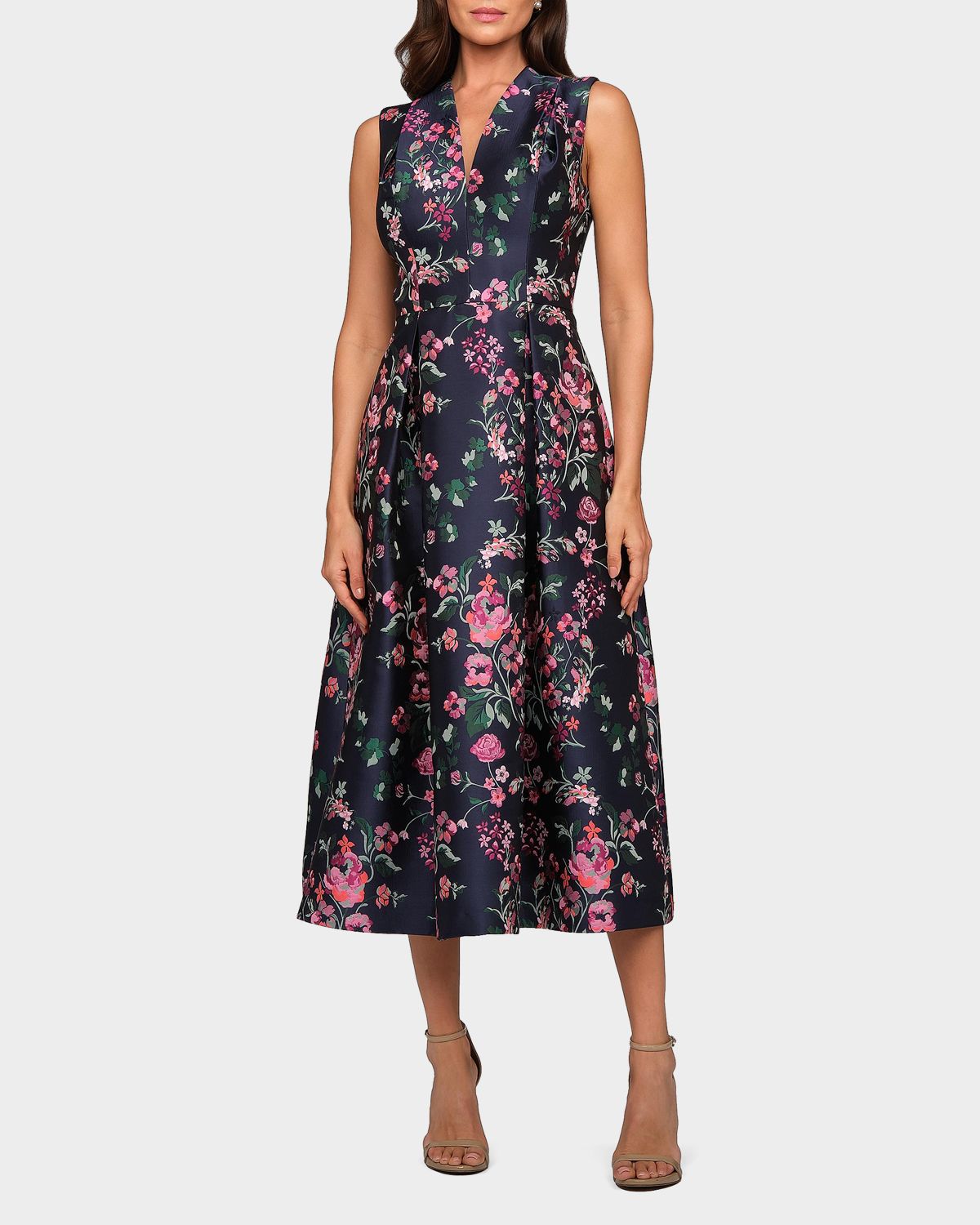 Kay Unger New York Rhea Floral Jacquard Midi Dress | Thumbnail 2 Kay Unger New York Rhea Floral Jacquard Midi Dress | Thumbnail 2