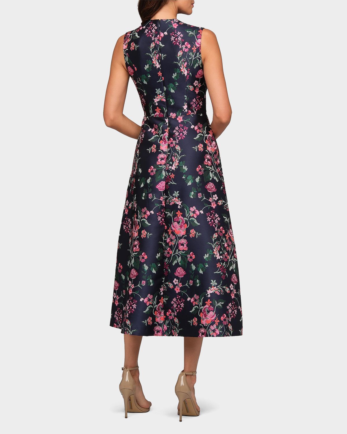 Kay Unger New York Rhea Floral Jacquard Midi Dress | Thumbnail 3 Kay Unger New York Rhea Floral Jacquard Midi Dress | Thumbnail 3