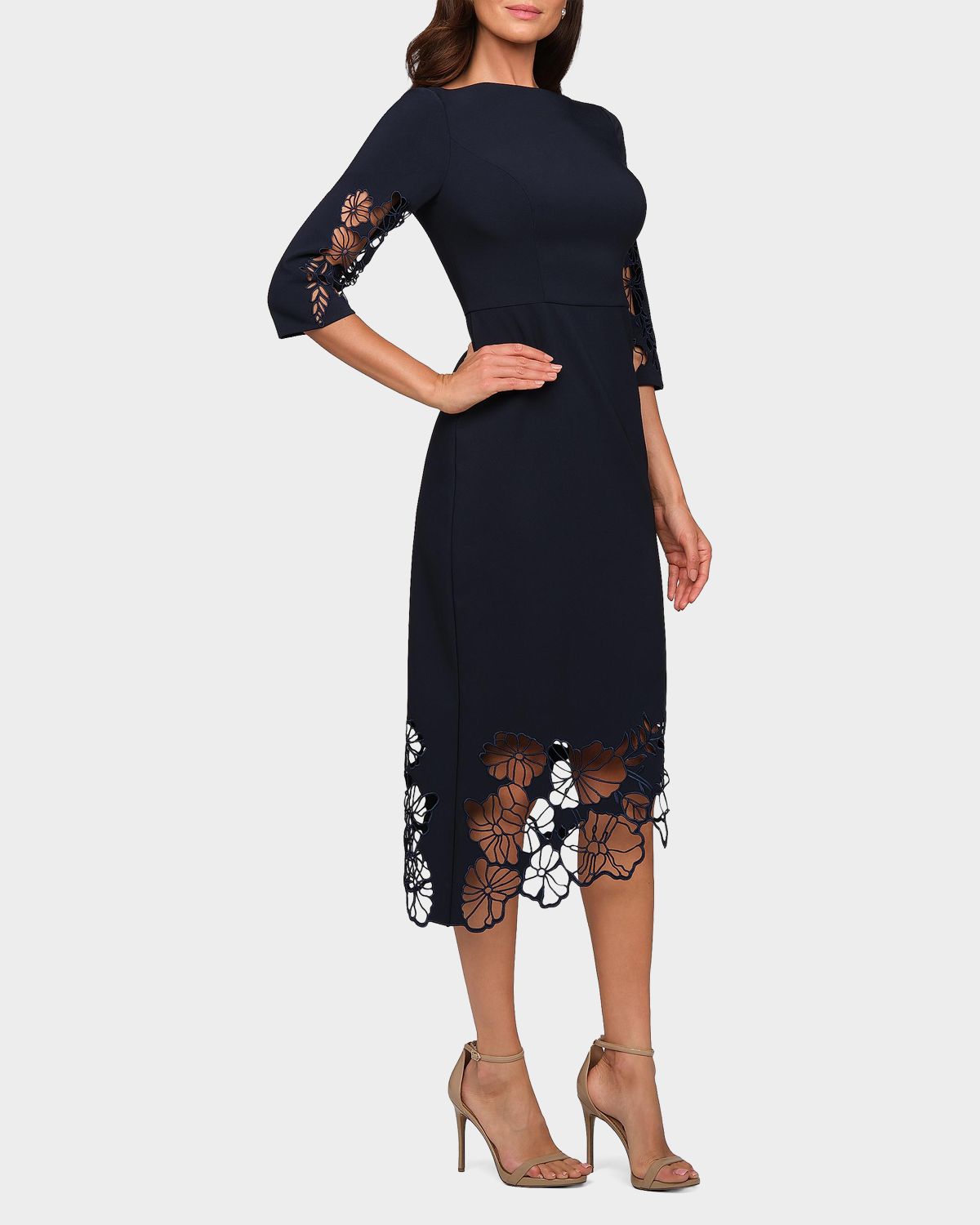 Kay Unger New York Vanna Guipure Lace Midi-Dress | Thumbnail 4 Kay Unger New York Vanna Guipure Lace Midi-Dress | Thumbnail 4