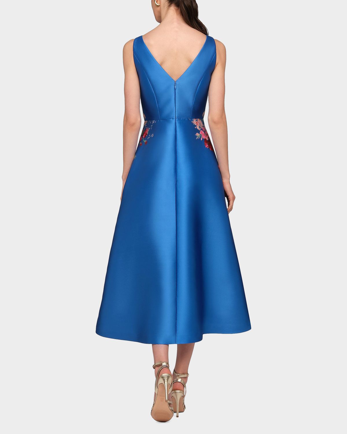 Kay Unger New York Dina Floral Mikado Tea-Length Dress | Thumbnail 3 Kay Unger New York Dina Floral Mikado Tea-Length Dress | Thumbnail 3
