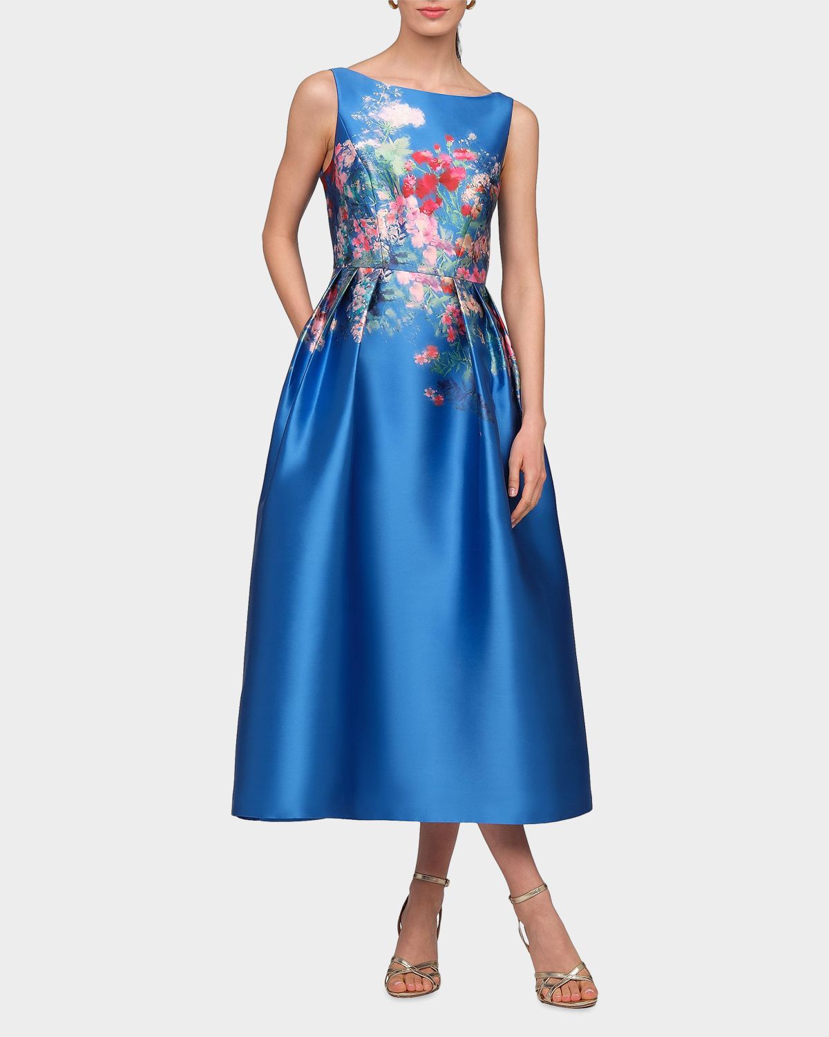Kay Unger New York Dina Floral Mikado Tea-Length Dress | Thumbnail 4 Kay Unger New York Dina Floral Mikado Tea-Length Dress | Thumbnail 4