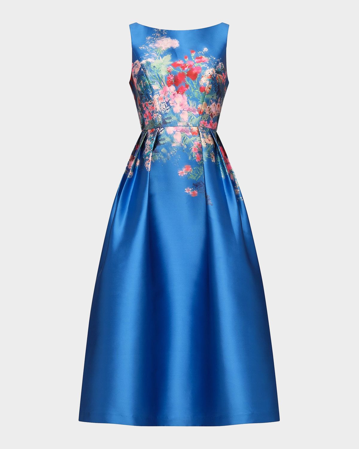 Kay Unger New York Dina Floral Mikado Tea-Length Dress