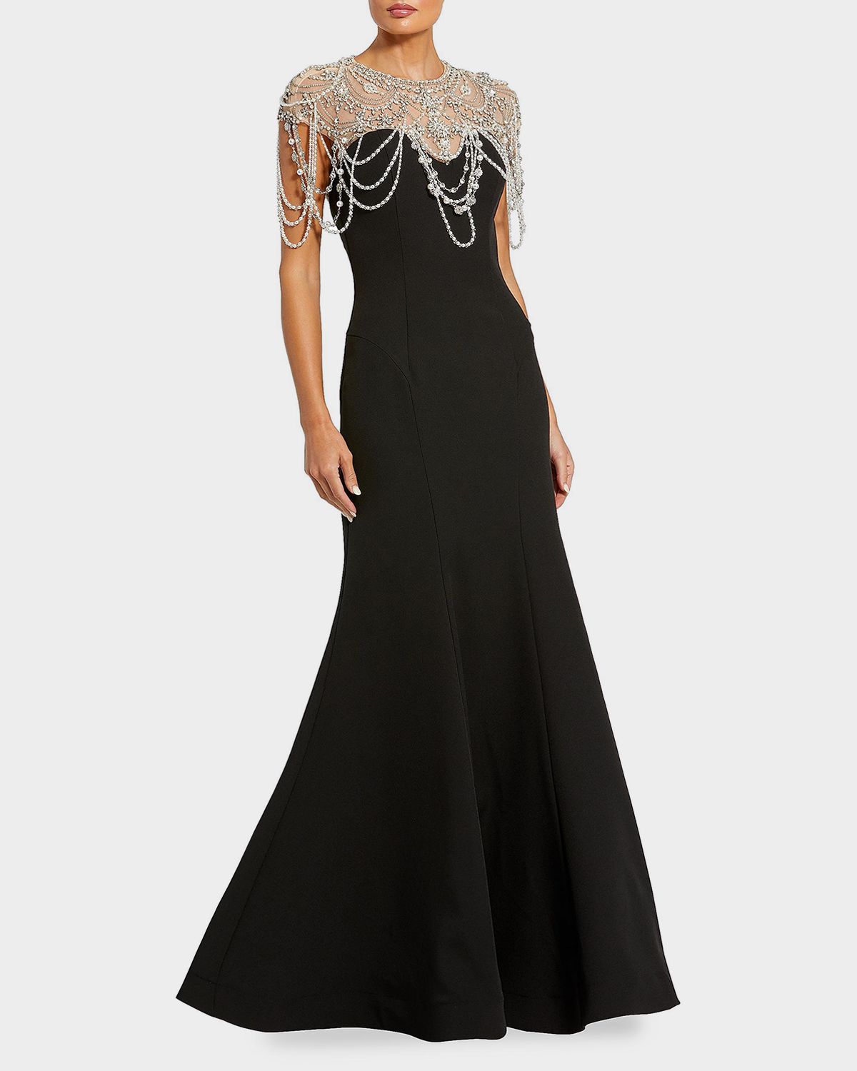 Mac Duggal Beaded Cap-Sleeve Mermaid Gown | Thumbnail 4 Mac Duggal Beaded Cap-Sleeve Mermaid Gown | Thumbnail 4
