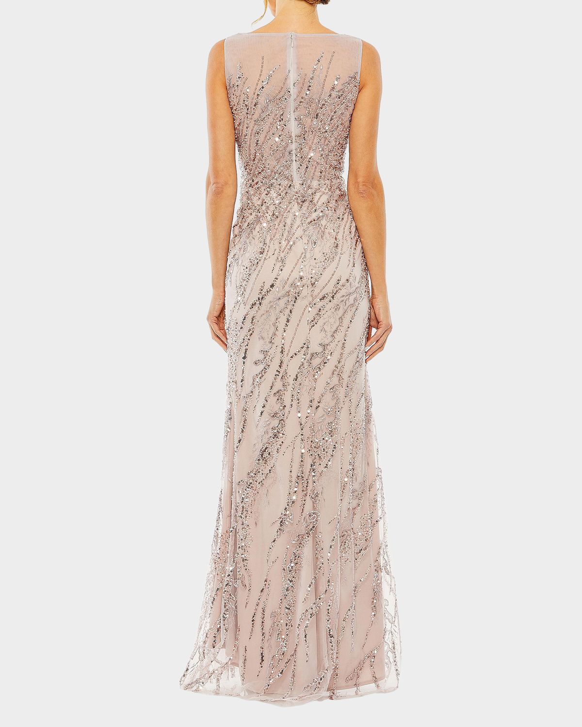 Mac Duggal Bead & Sequin Tulle Column Gown