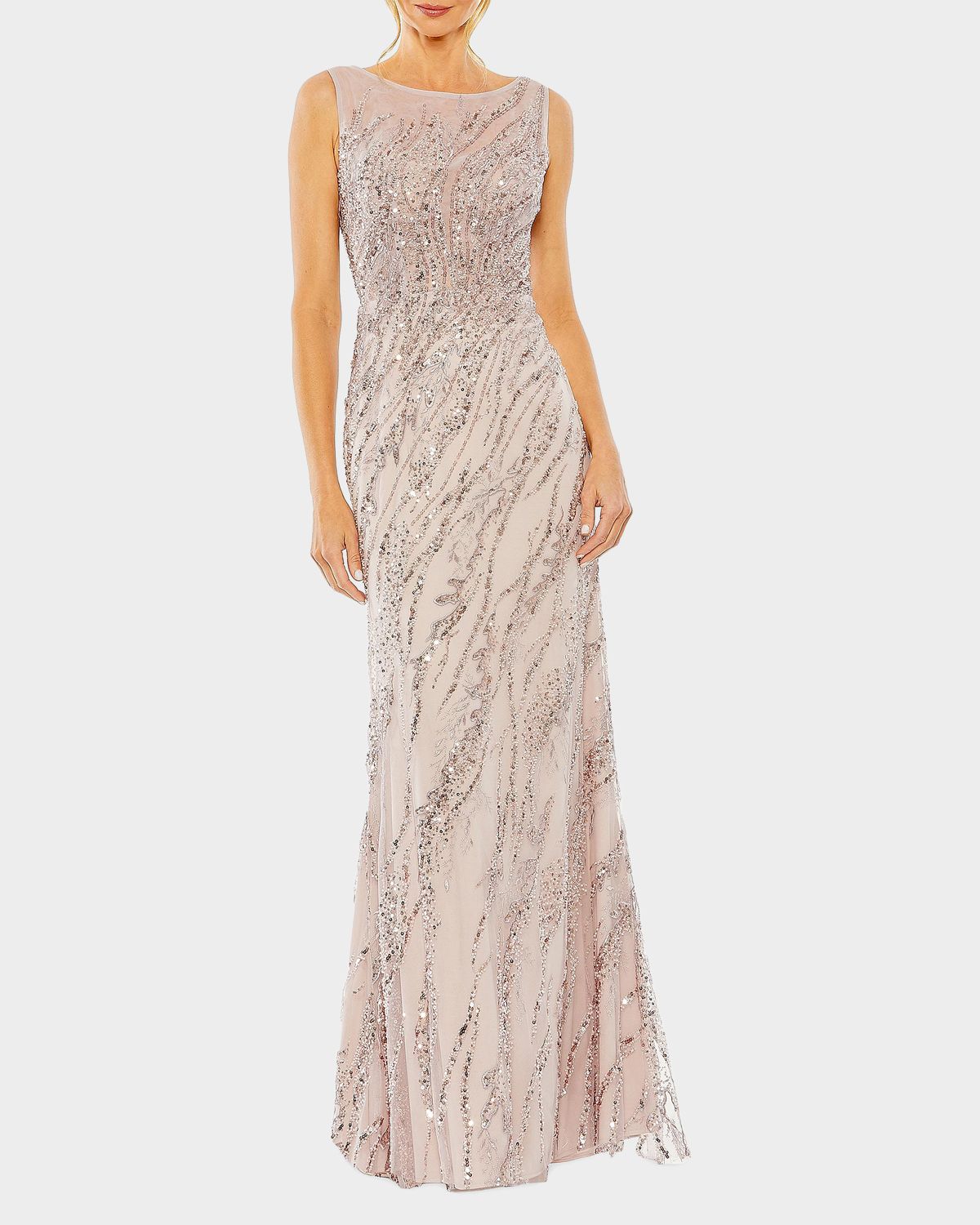Mac Duggal Bead & Sequin Tulle Column Gown