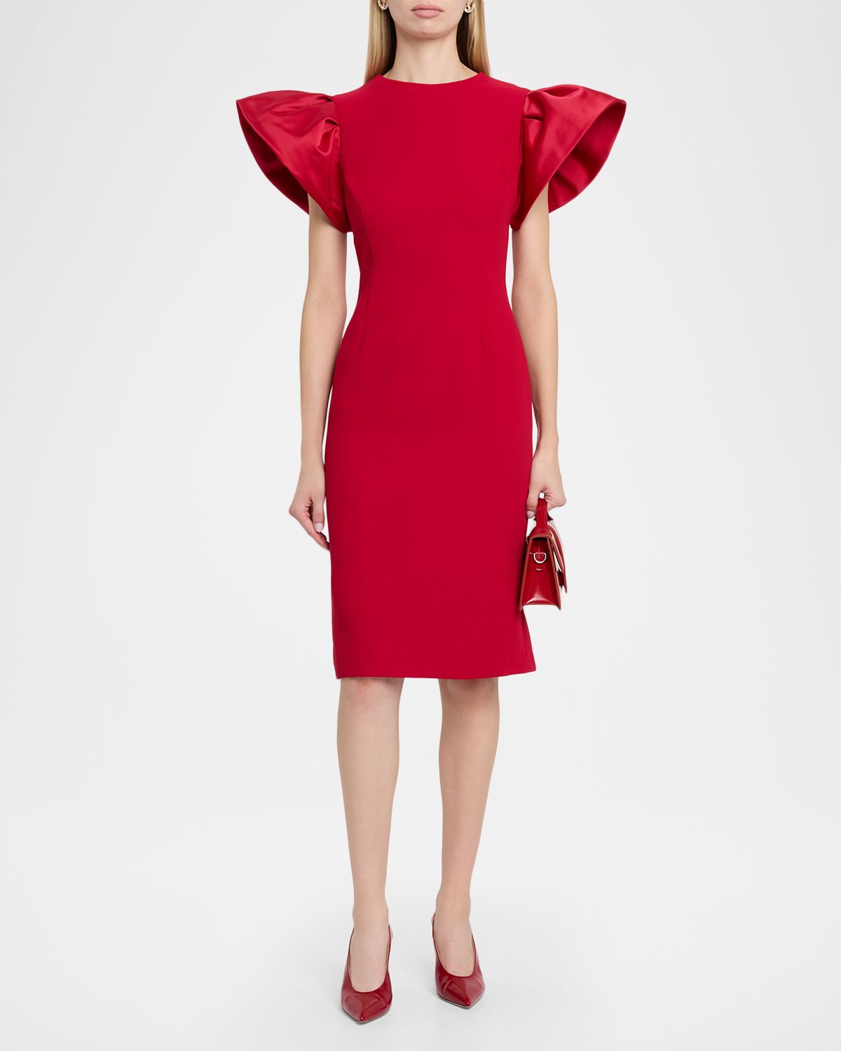 Rickie Freeman for Teri Jon Flounce-Sleeve Crepe Sheath Dress | Thumbnail 5 Rickie Freeman for Teri Jon Flounce-Sleeve Crepe Sheath Dress | Thumbnail 5