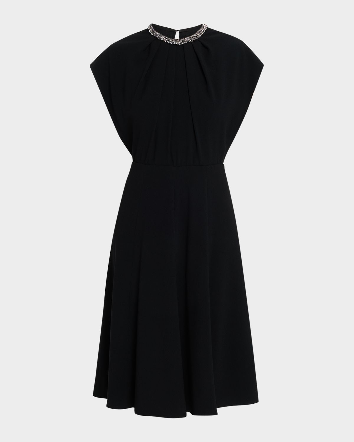 Rickie Freeman for Teri Jon Beaded Crepe A-Line Midi Dress