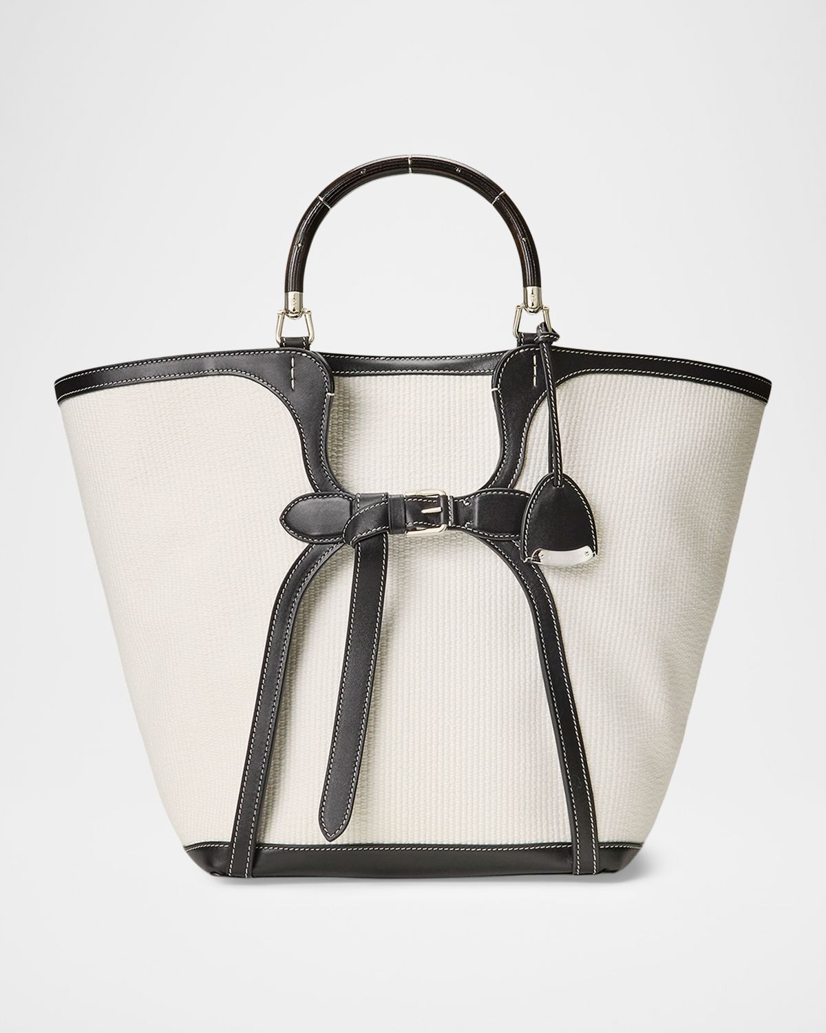 Ralph Lauren Collection Ralph Large Leather-Trim Woven Tote Bag