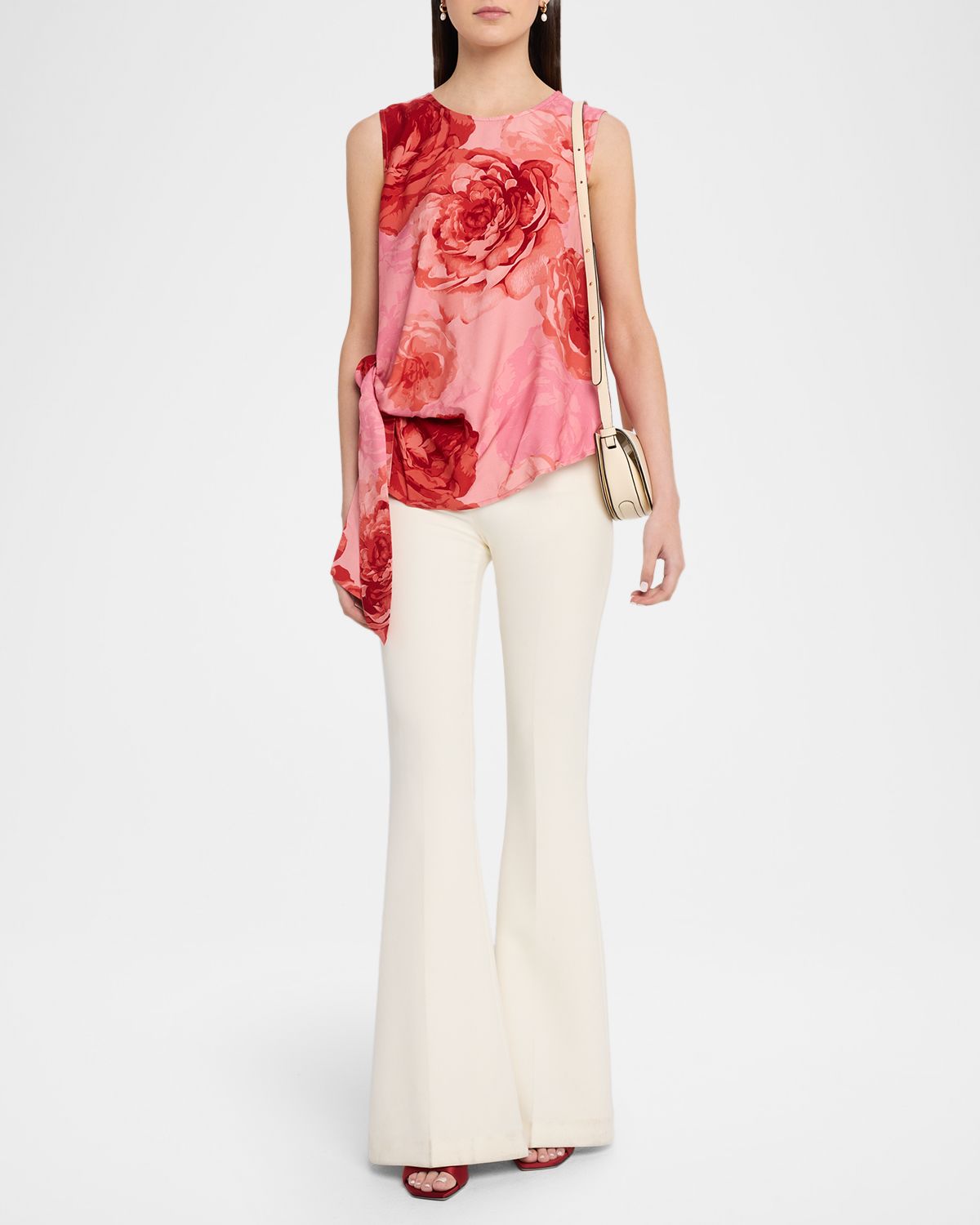 Milly Serena Draped Floral-Print Top