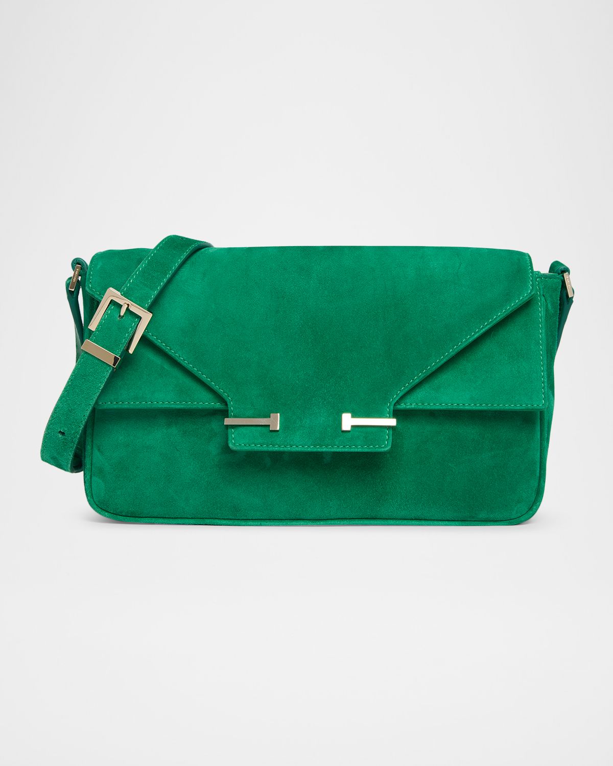 TOM FORD Large T-Clasp Suede Shoulder Bag