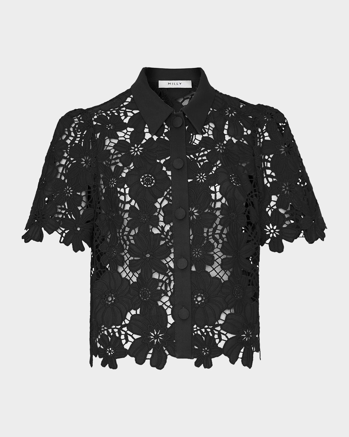 Milly Addison Roja Cropped Floral Lace Top