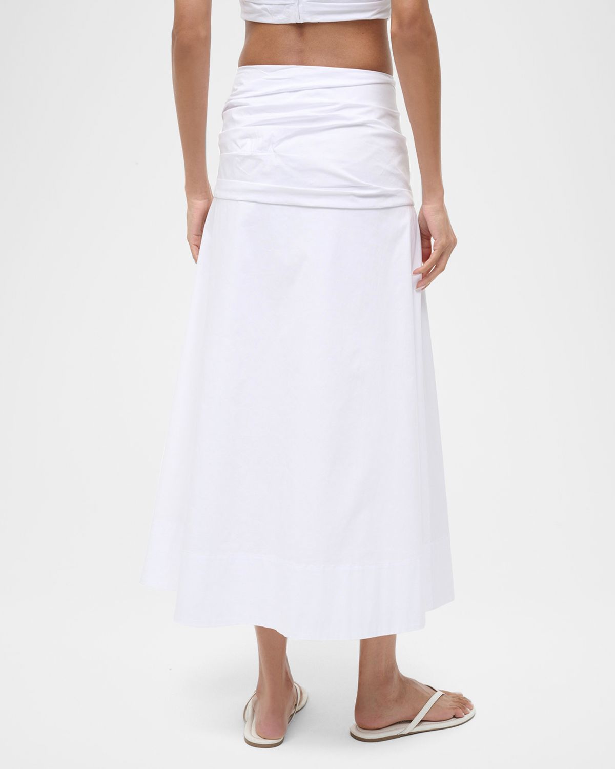 STAUD Sol Ruched Midi Skirt