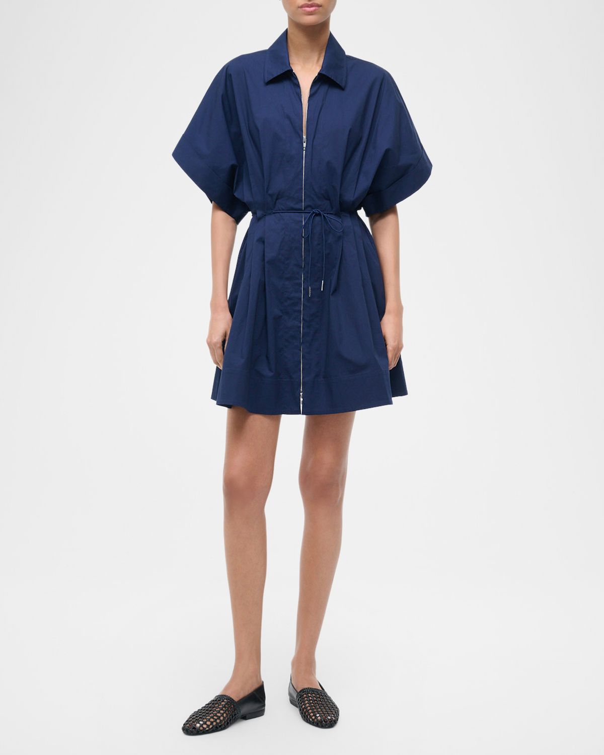 STAUD Cori Zip-Front Mini Dress