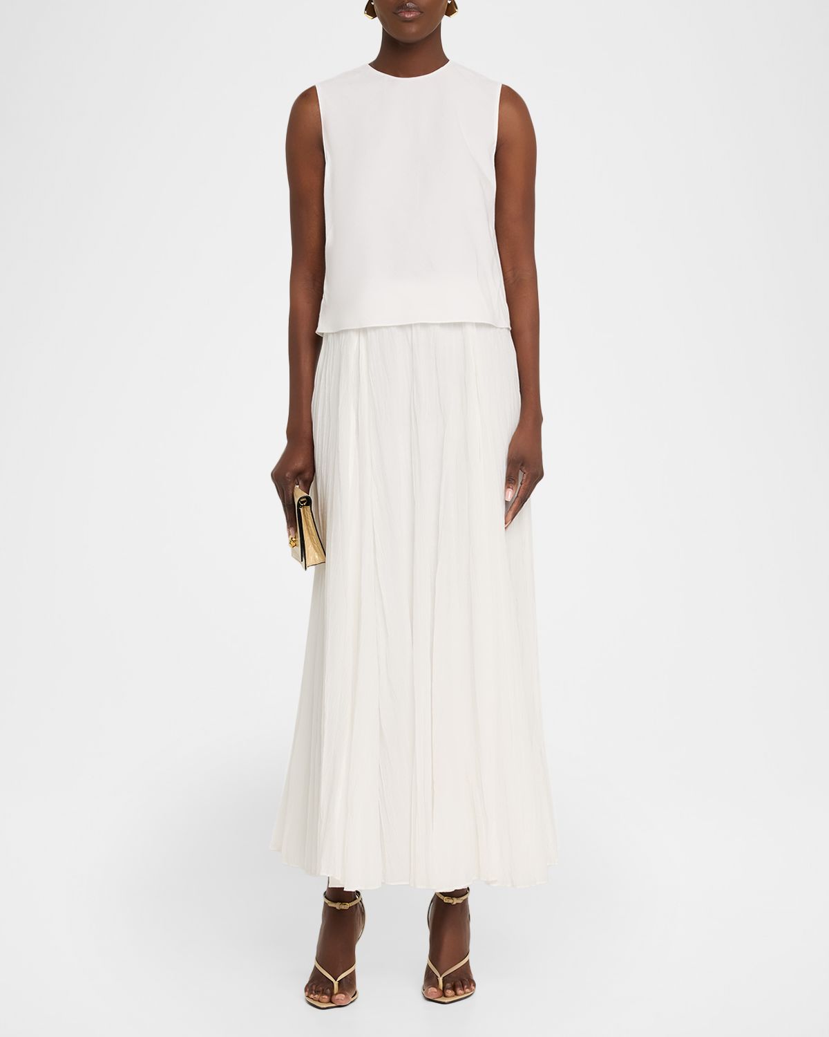 Vince Crinkled Plissé Cotton-Blend Maxi Skirt