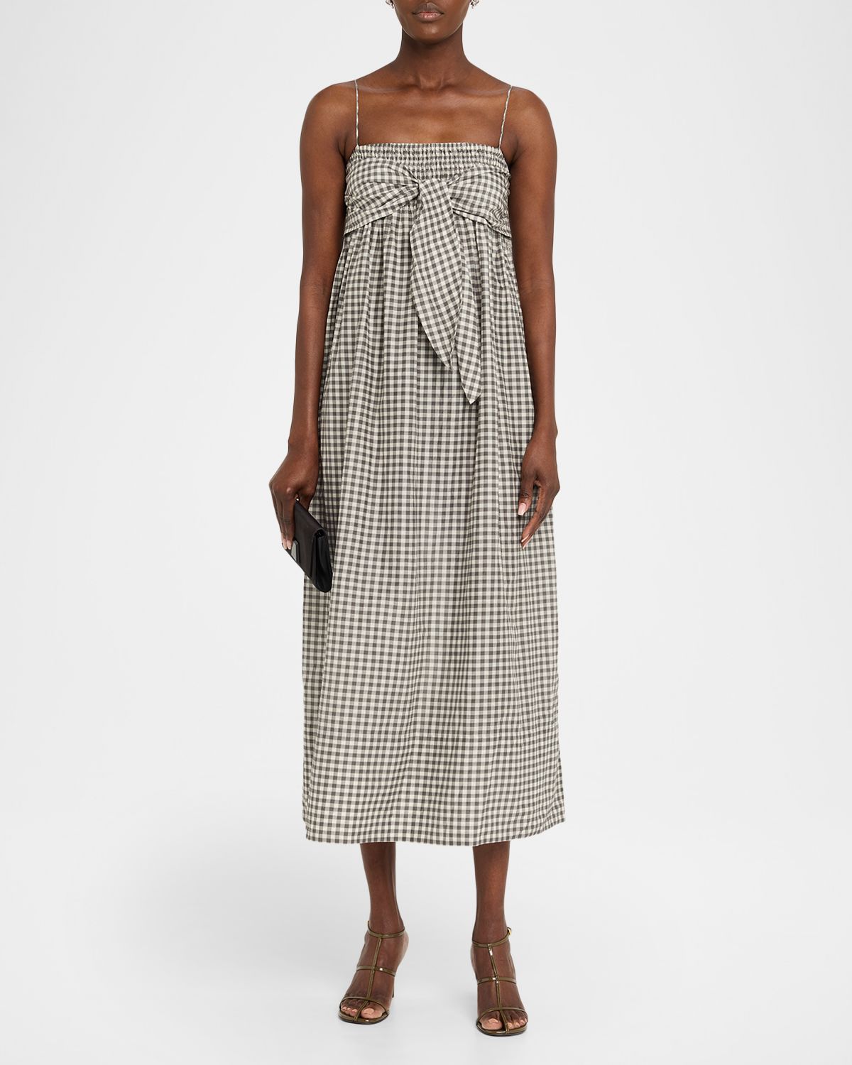 Vince Tie-Front Gingham Midi Dress