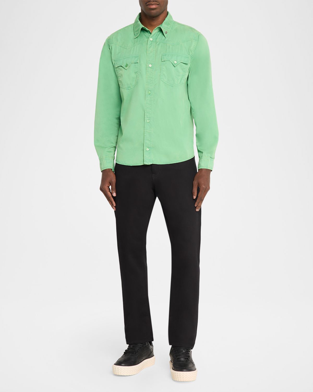 Versace Men 's Medusa-Coin Cotton Western Shirt | Thumbnail 5 Versace Men 's Medusa-Coin Cotton Western Shirt | Thumbnail 5
