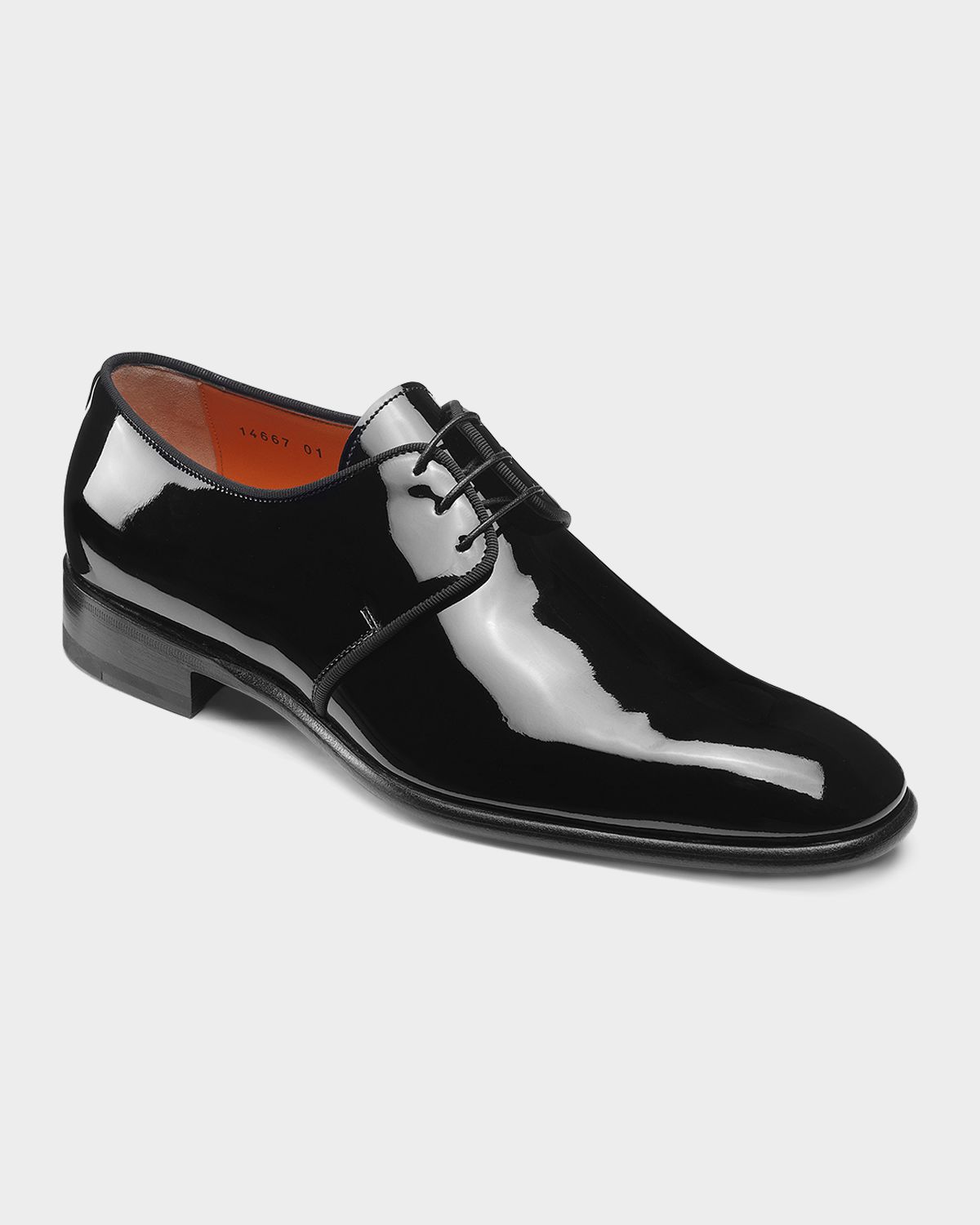 Santoni Men 's Patent Leather Grosgrain-Trim Derby Shoes | Thumbnail 4 Santoni Men 's Patent Leather Grosgrain-Trim Derby Shoes | Thumbnail 4