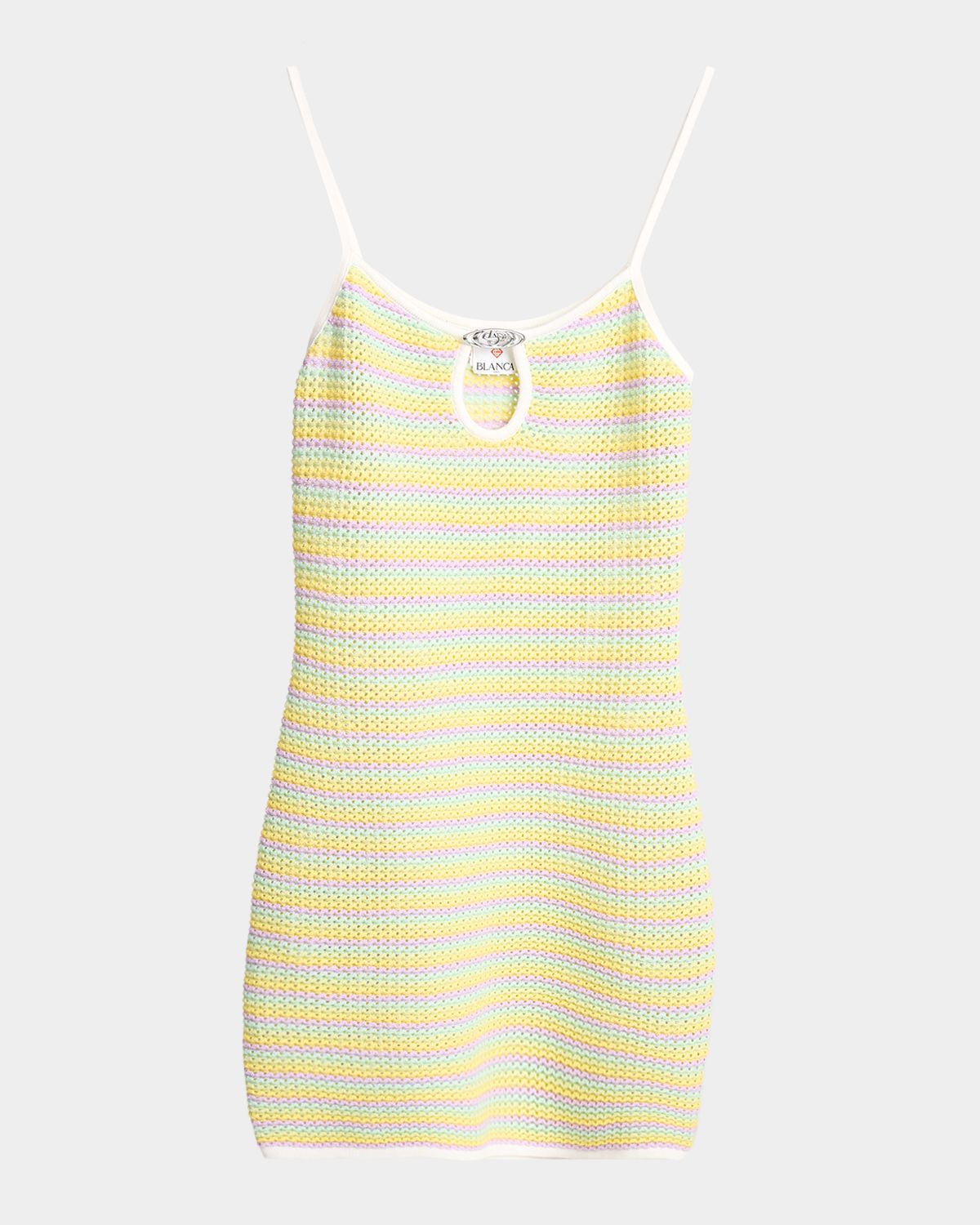 CASABLANCA Bourgeois Striped Crochet Knit Mini Dress
