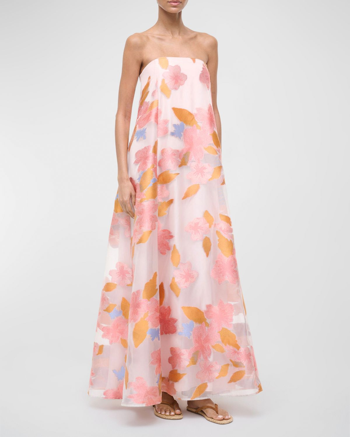 STAUD Allyson Floral Jacquard Organza Dress