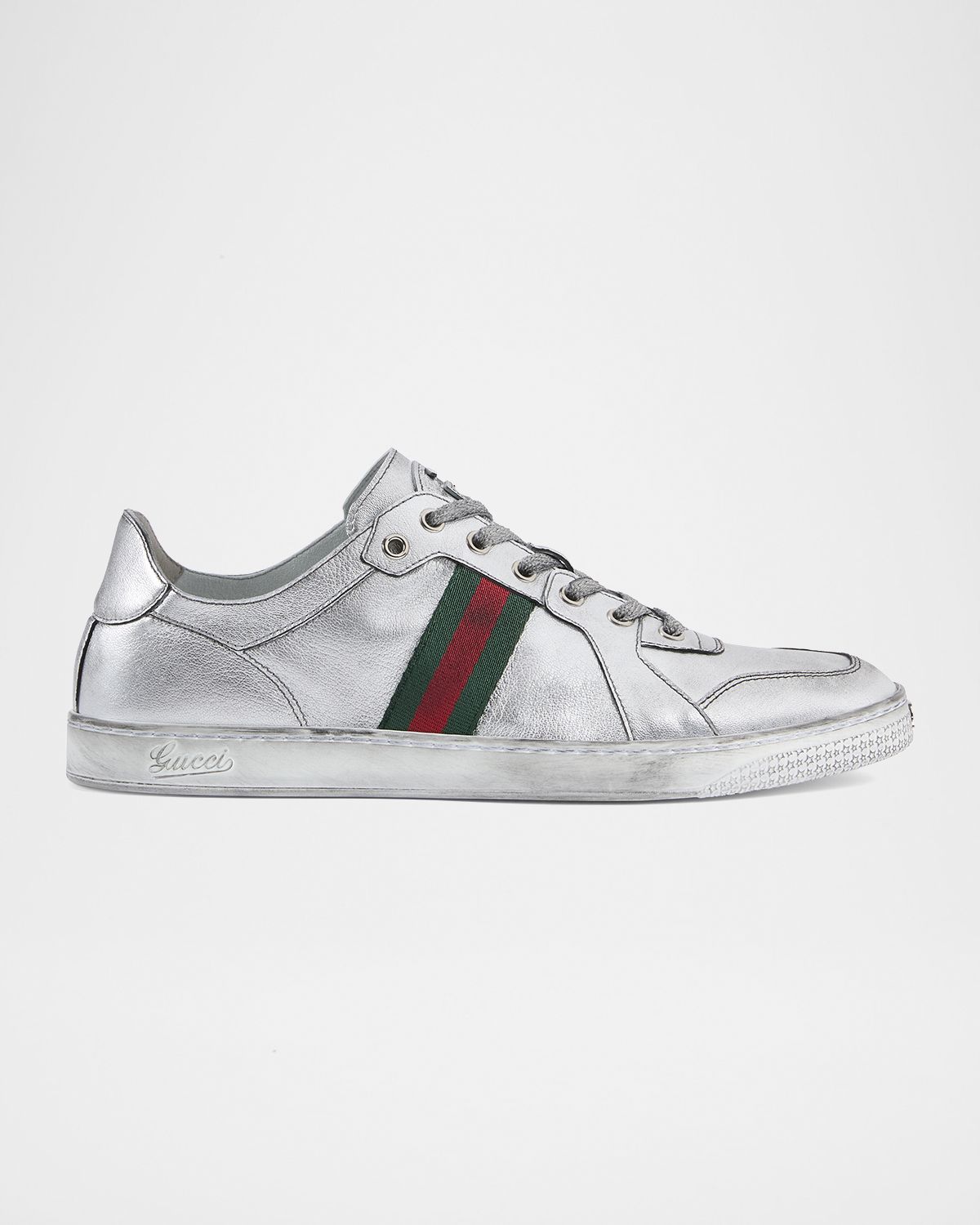 Gucci Men 's Stretch Metallic Leather Low-Top Sneakers