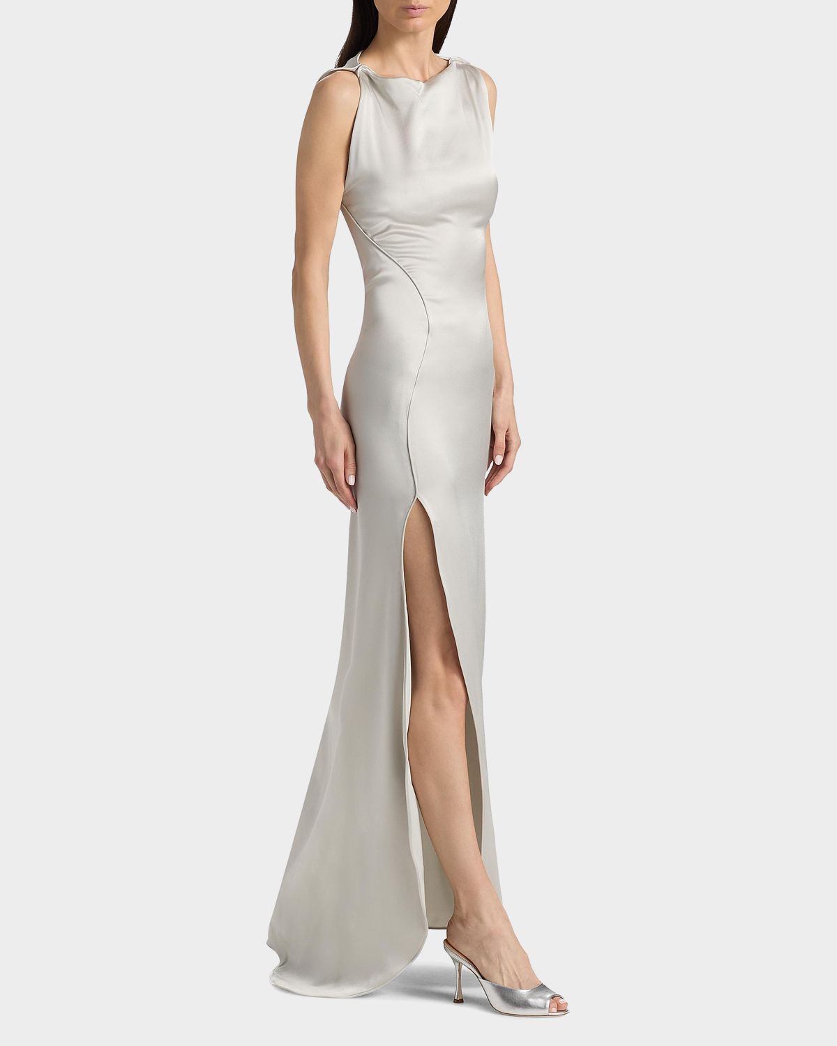 Victoria Beckham Carla Sleeveless Satin Slit Gown