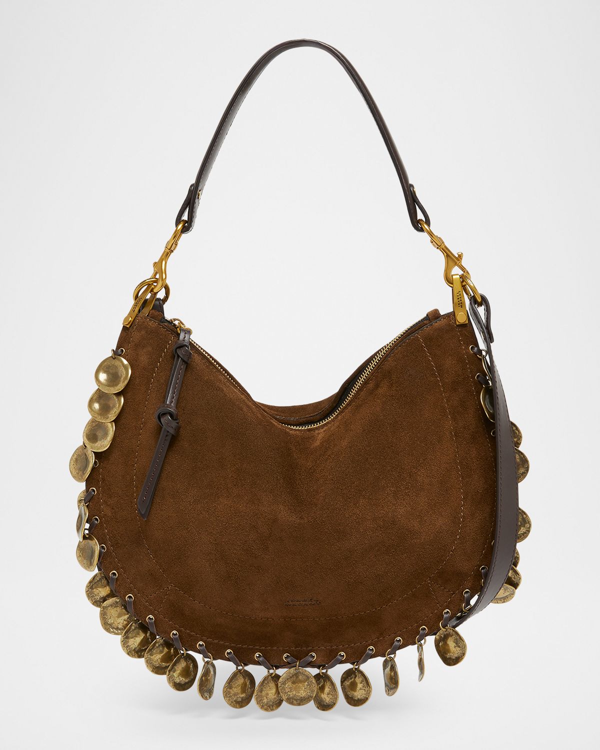 Isabel Marant Oskan Soft Zip Suede Shoulder Bag