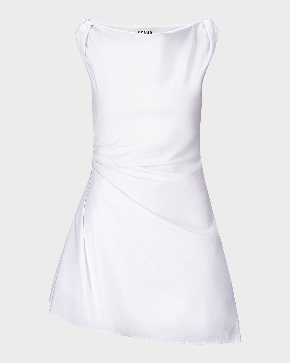 STAUD Callie Ruched Asymmetric Mini Dress