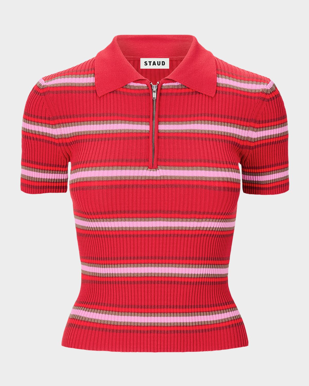 STAUD Ren Striped Polo Top