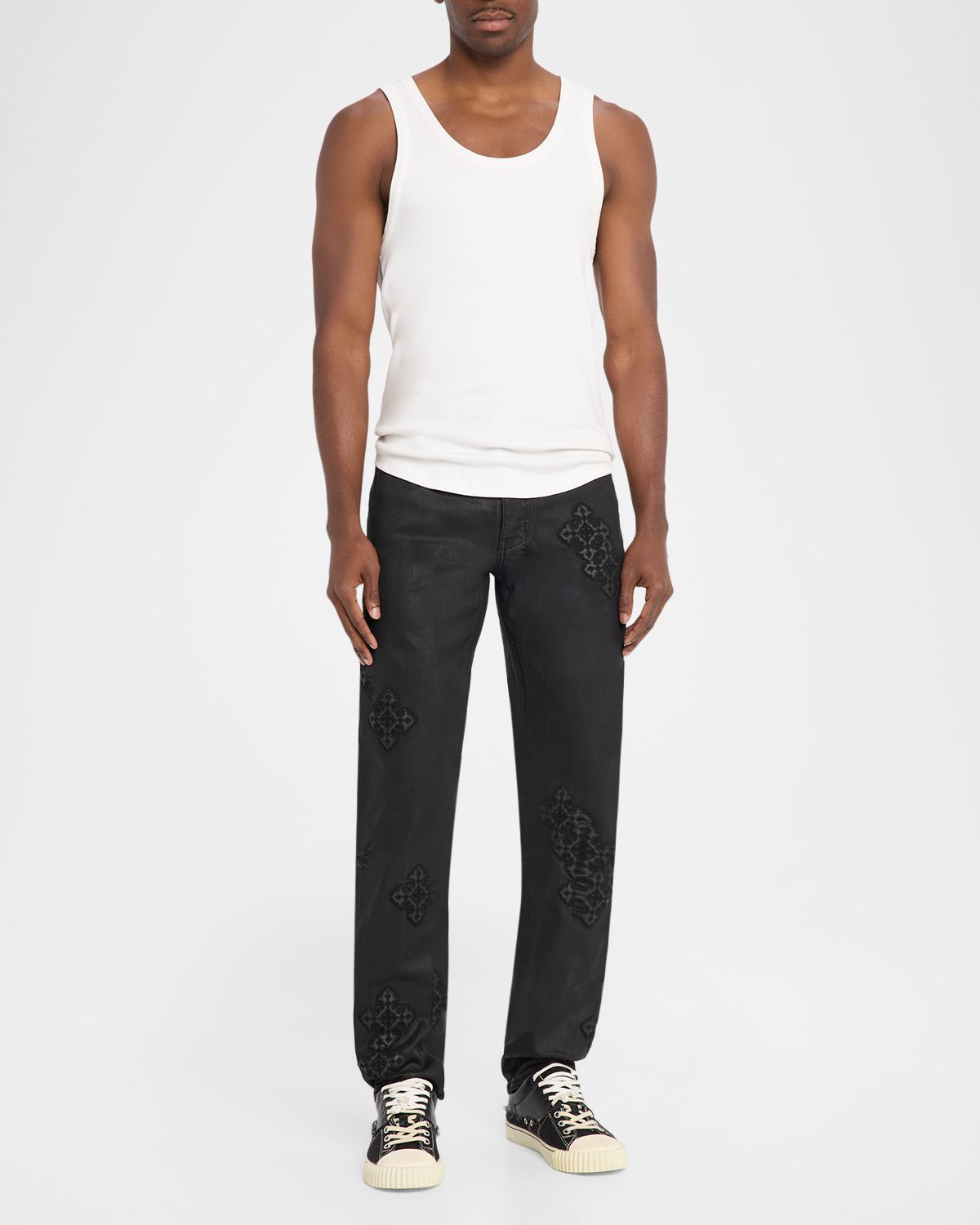 Ksubi Men 's Chitch Backstage Stardom Embroidered Black Denim Jeans