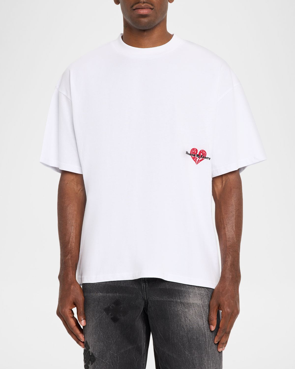 Ksubi Men 's Hbl Cotton Embroidered Heart Crewneck T-Shirt | Thumbnail 4