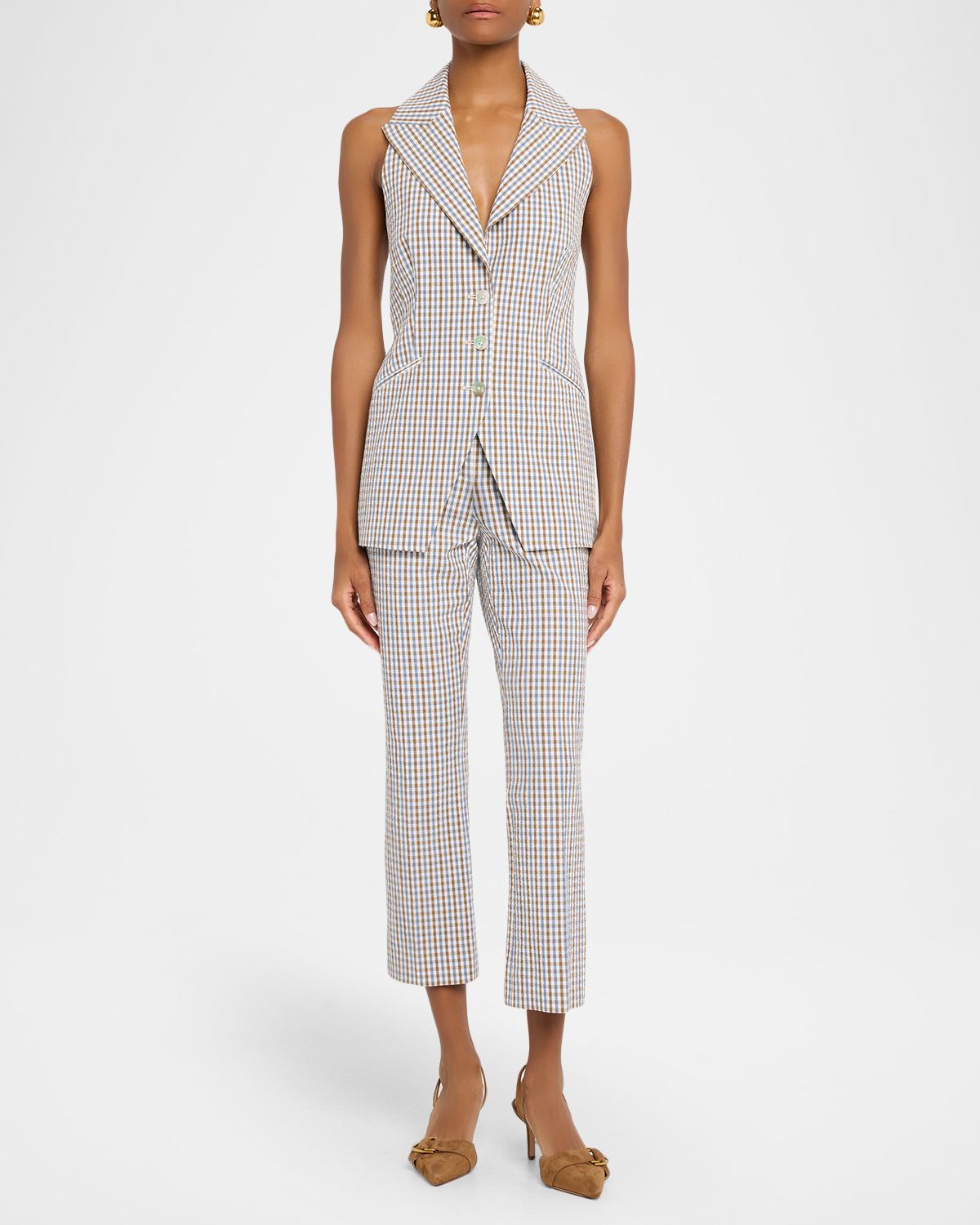 Veronica Beard Arte Plaid Kick-Flare Pants