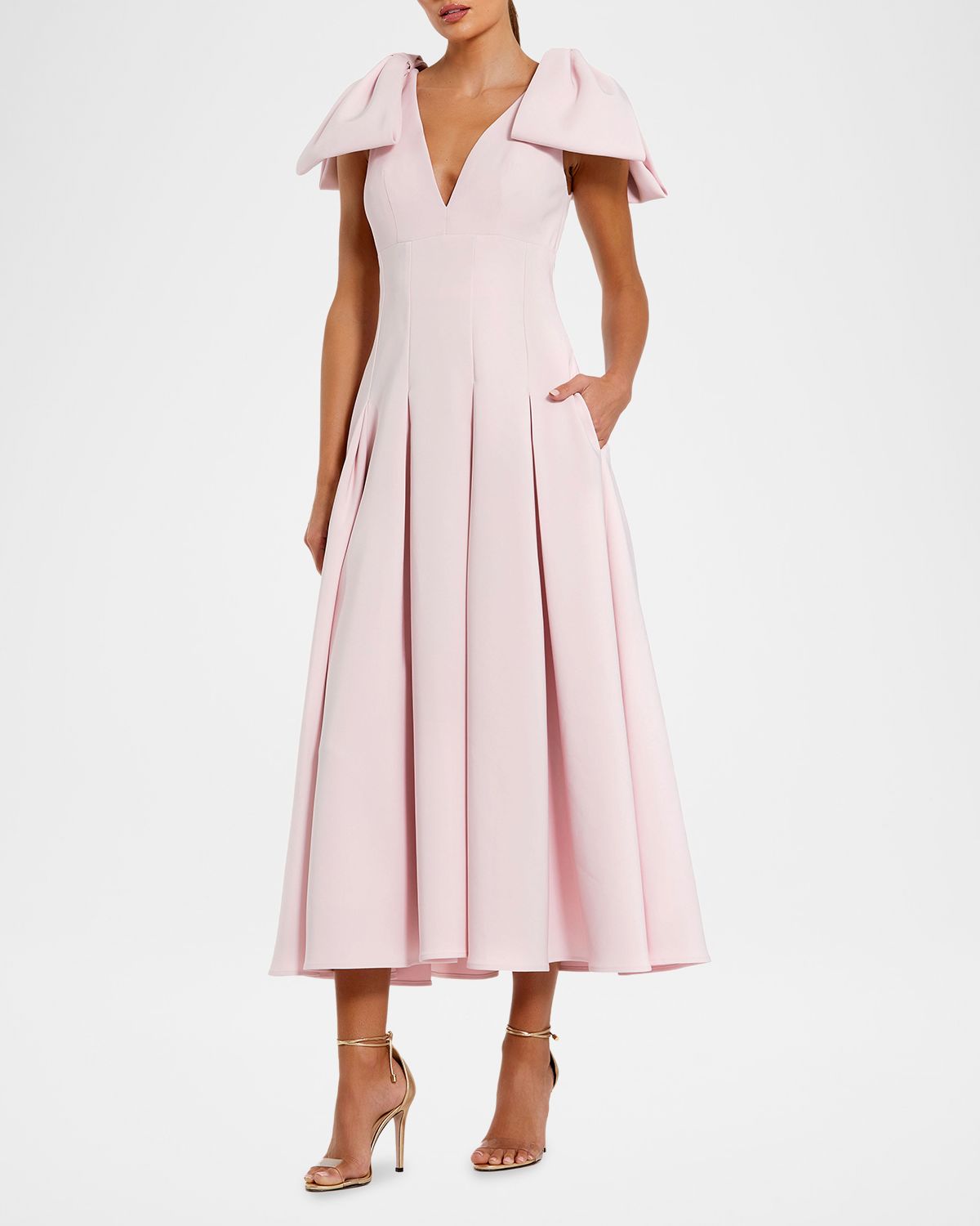 Mac Duggal Ieena Crêpe Bow-Strap A-Line Cocktail Dress