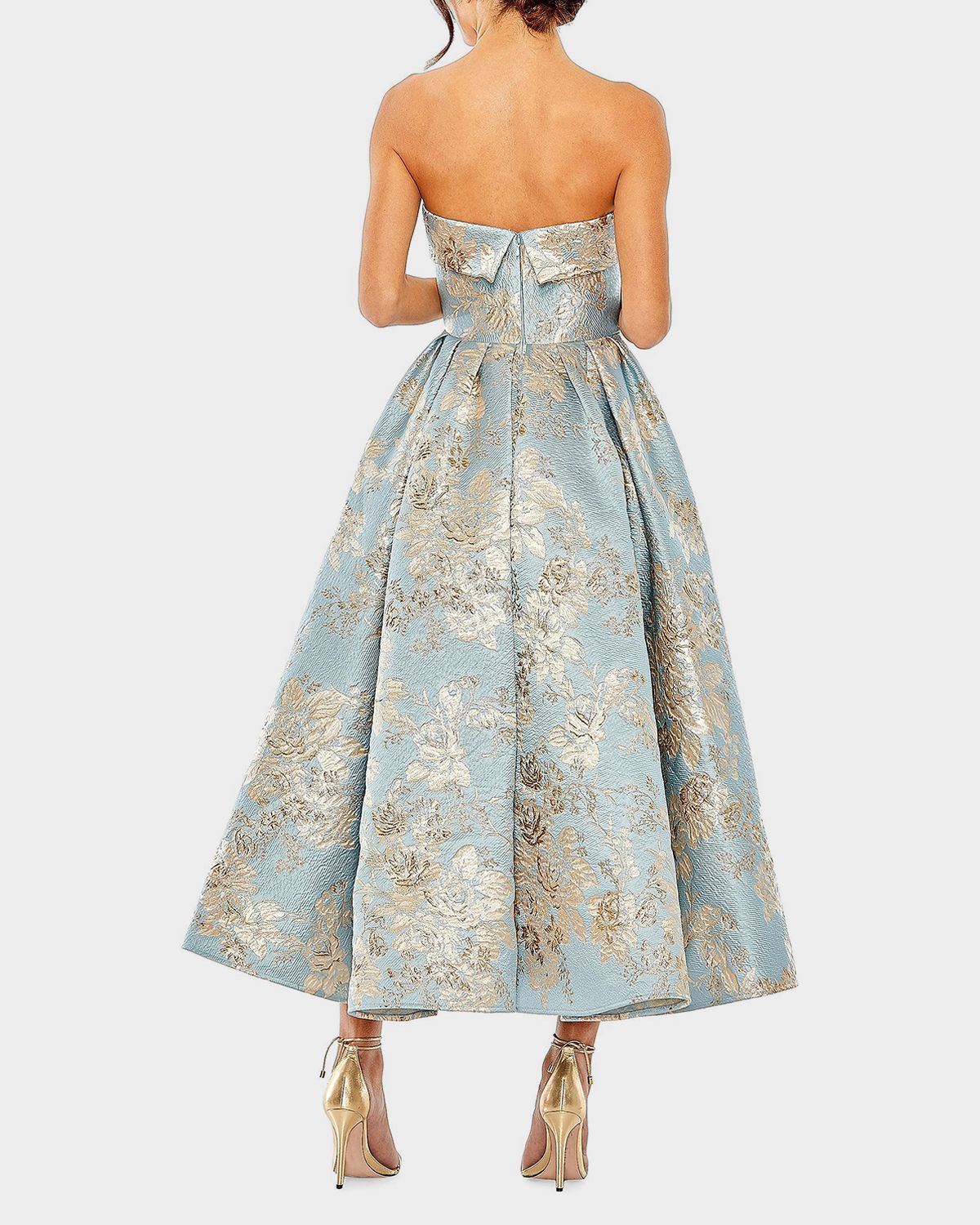 Mac Duggal Floral Brocade Midi-Dress