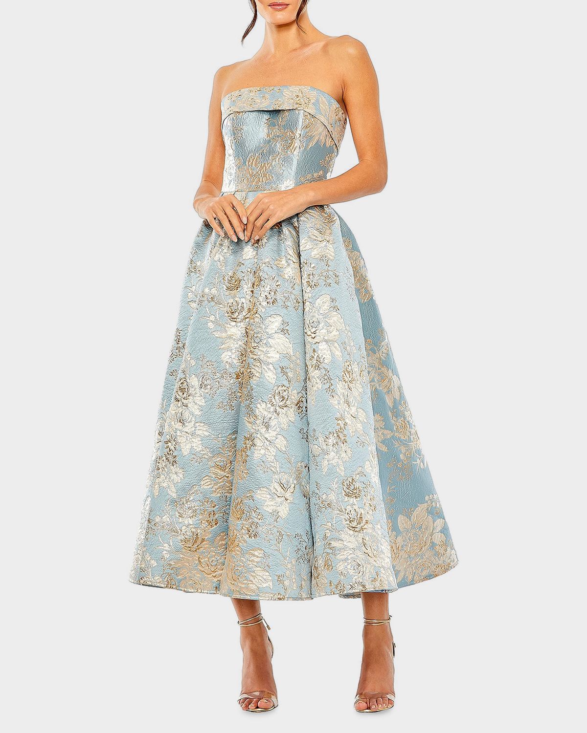 Mac Duggal Floral Brocade Midi-Dress