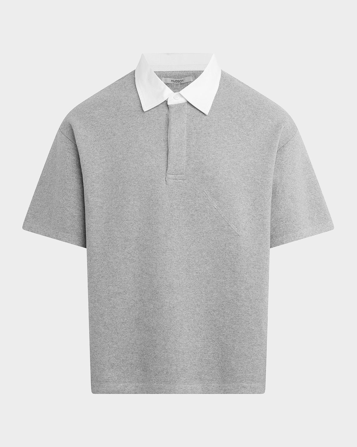 Hudson Men 's Cotton and Cashmere Contrast-Collar Double-Knit Polo Shirt | Thumbnail 3 Hudson Men 's Cotton and Cashmere Contrast-Collar Double-Knit Polo Shirt | Thumbnail 3
