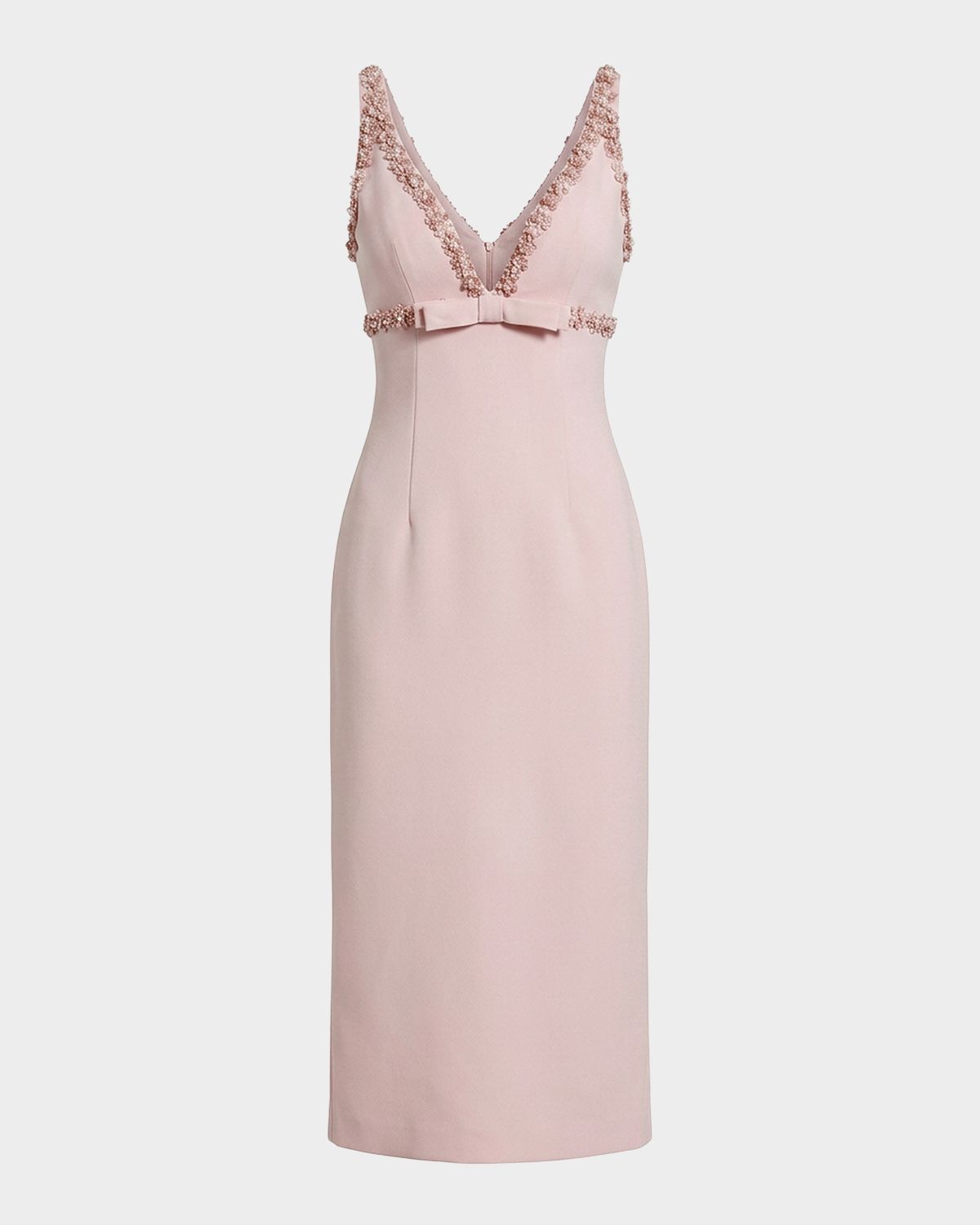 Mac Duggal Beaded Bow-Front Crepe Midi Dress