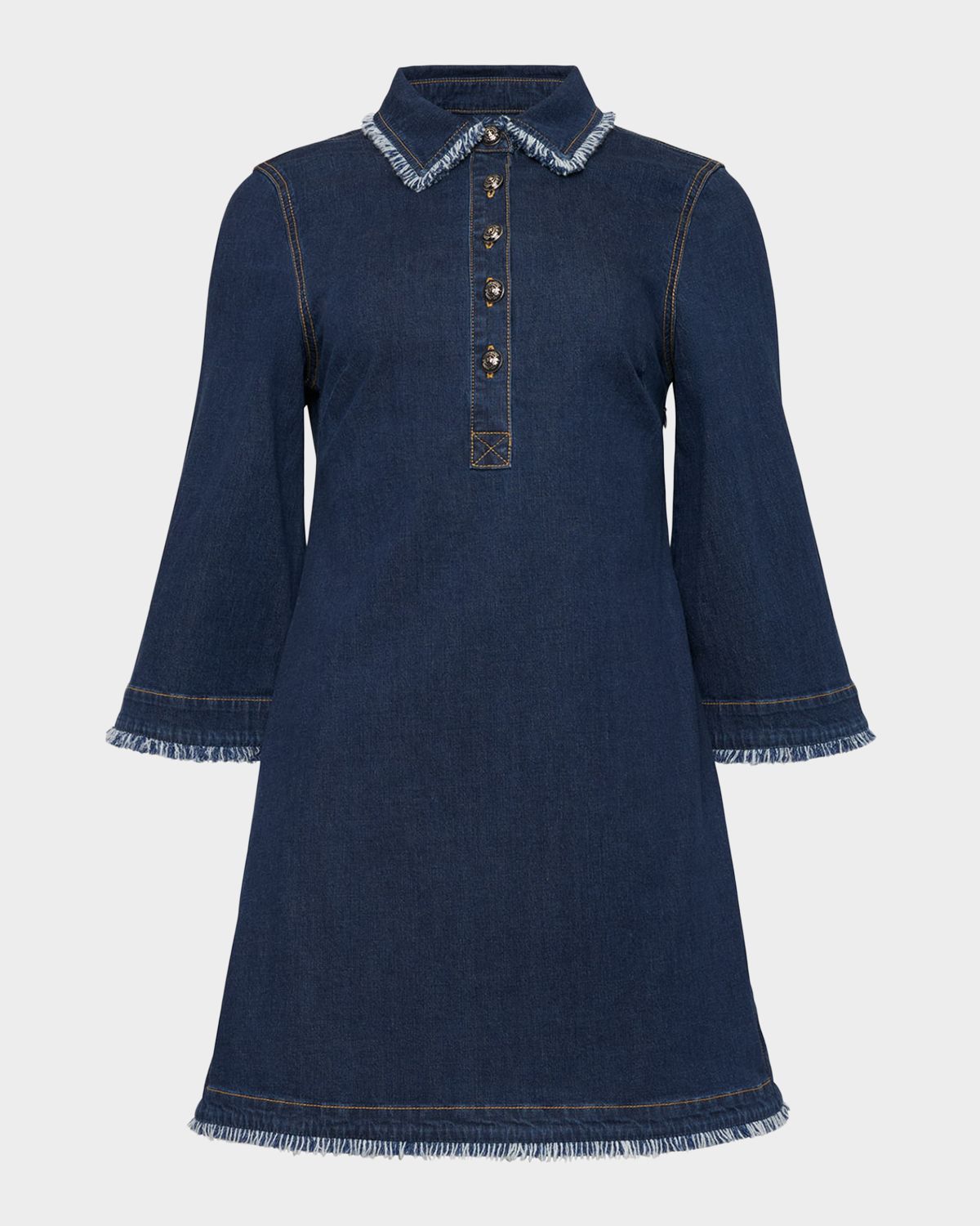 Cinq a Sept Denim Fringe-Trim Mini Dress