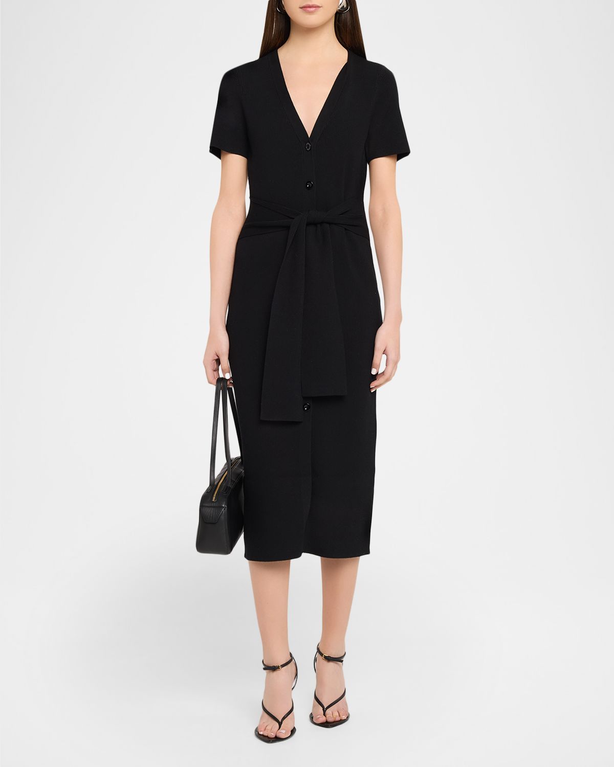 Toccin Agnes Ribbed Tie-Front Shirtdress
